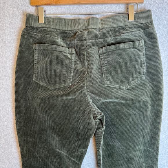 Denim & Company Corduroy Pants Women’s 12 Pull On Stretch Boot Cut Green Boho XL - Picture 5 of 12
